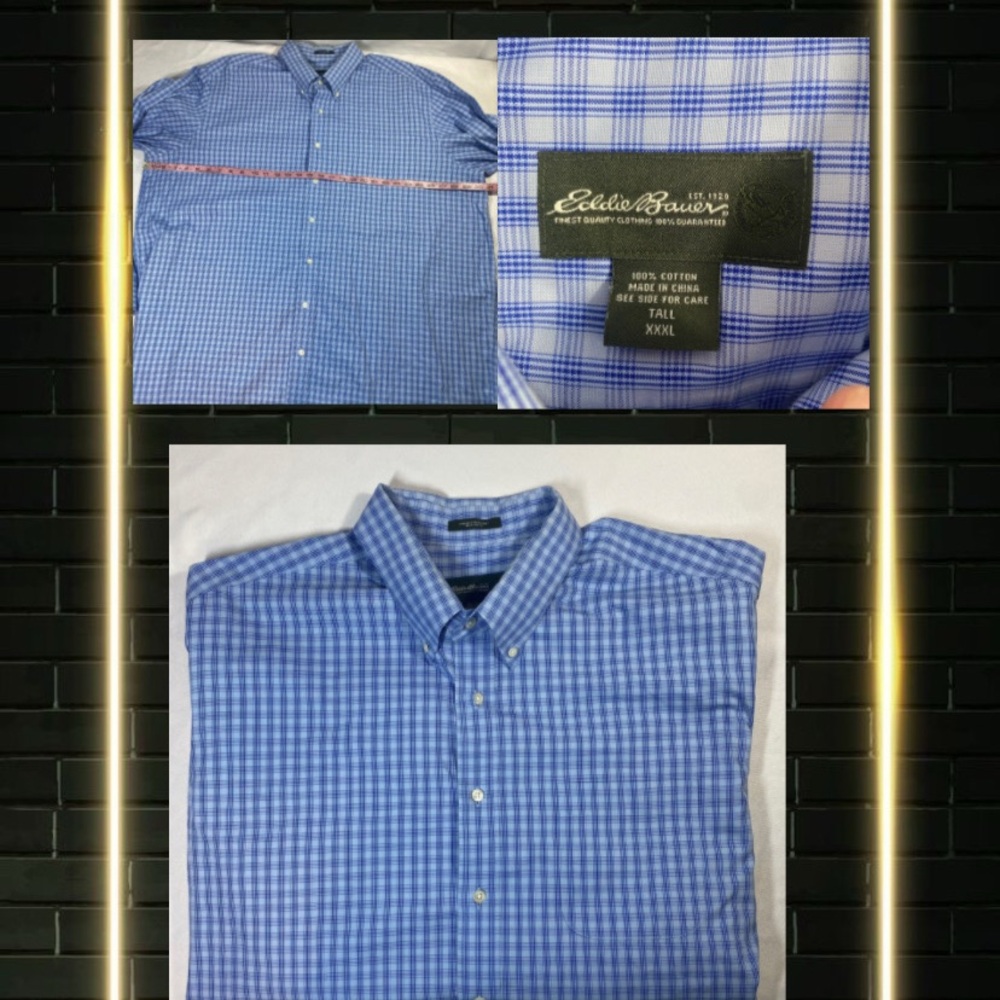 Eddie Bauer Shirt Mens 3XL Long Sleeve Button Front Pocket Relaxed Blue